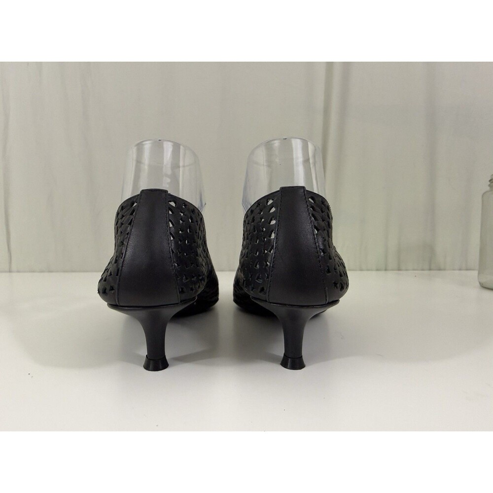 JEFFREY CAMPBELL Alter-Ego Kitten Heel Pump Black Laser-Cut Heart Star Sz 8 - Picture 4 of 13